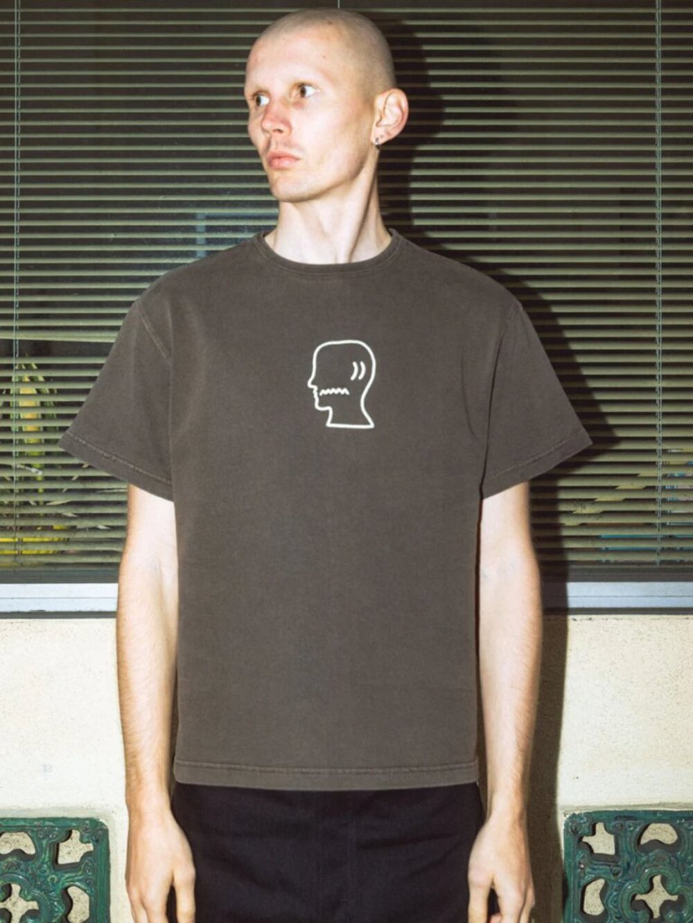 Brain Dead Heavyweight 3D Embroidery Logohead Tee in Brown Size Large
